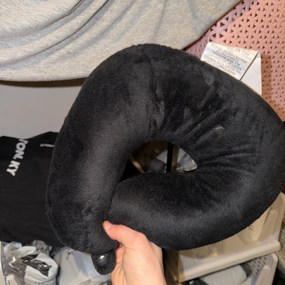 Plush Black U-Shaped Neck Pillow